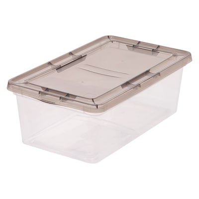 Iris 6.7 Quart Snap Top Plastic Snap Closure Storage Bin, Clear, 10/Pack (500155)