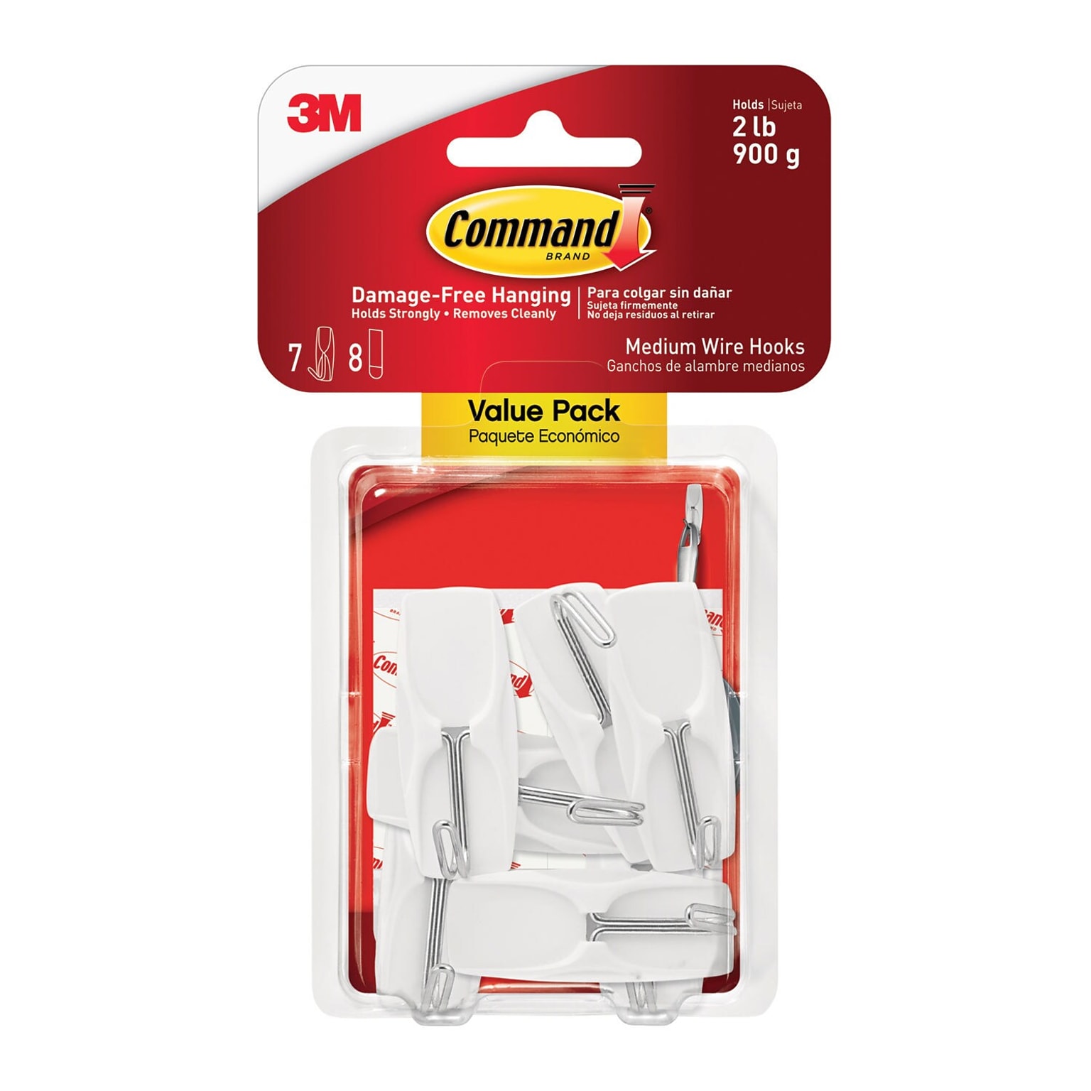 Command Damage Free Medium Utility Hook, 2 lb., White, 7/Pack (17065-VPES)