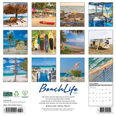 2026 Willow Creek BeachLife 12 x 12 Monthly Wall Calendar (50125X)