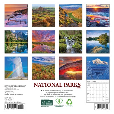 2027 Willow Creek National Parks 7 x 7 Monthly Wall Calendar (64108)