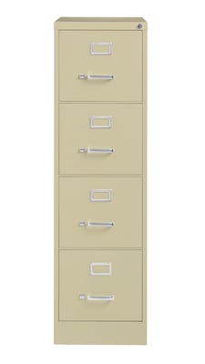 Hirsh Commercial 4-Drawer Vertical File Cabinet, Letter Size, Lockable, 52H x 15W x 26.5D, Putty (14028)