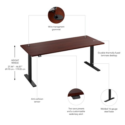 Bush Business Furniture Move 60 Series 72"W Electric Height Adjustable Standing Desk, Hansen Cherry (M6S7230HCBK)