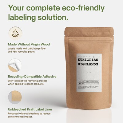 Avery Hemp Rectangle Laser/Inkjet Multipurpose Labels, 2" x 6", Off-White (160/Box)