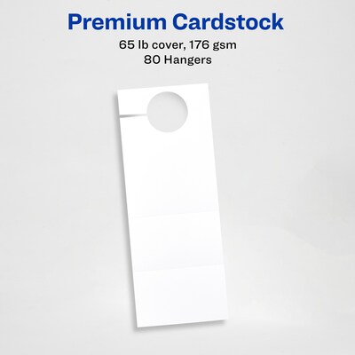 Avery Printable Door Hangers with Tear-Away Cards, 4 1/4" x 11", Matte White, Laser/Inkjet, 80/Pack (16150)