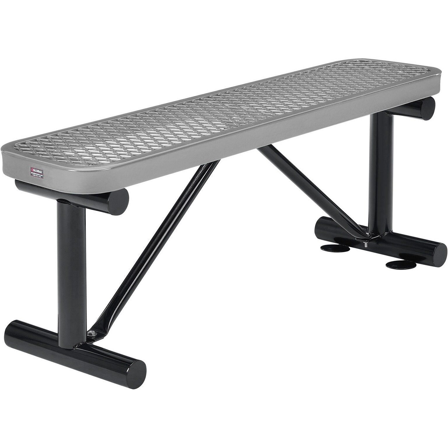 Global Industrial 4 Outdoor Steel Flat Bench, Expanded Metal, Gray (695741GY)
