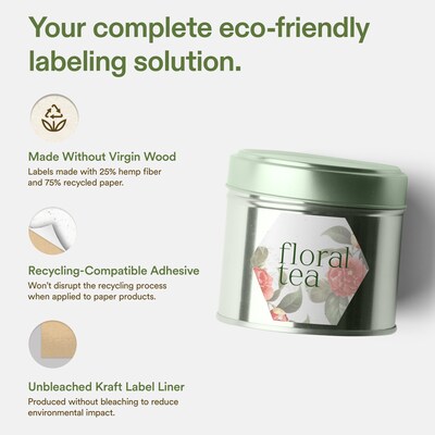 Avery Hemp Hexagon Laser/Inkjet Multipurpose Labels, 2-1/2" x 2-57/64", Off-White (120/Pack)