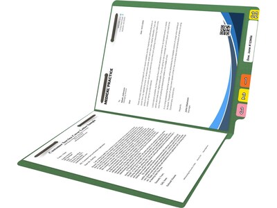 Medical Arts Press Reinforced End Tab File Folder, Straight Cut, Letter-Size, Green, 50/Box (S-01502-GRN)