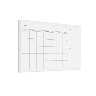 U Brands Magnetic Dry Erase Calendar Whiteboard, 30" x 20", White Decor Frame (2075U00-01)
