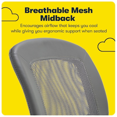 Serta Essentials Armless Ergonomic Bonded Leather/Mesh Swivel Task Chair, Gray (48740A)