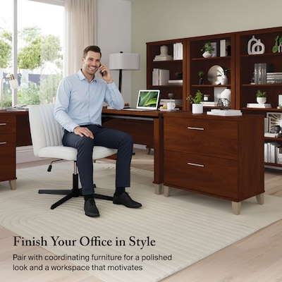 Bush Furniture Somerset 72"W 3 Position Sit to Stand L Shaped Desk, Hansen Cherry (SET014HC)