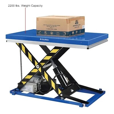 Global Industrial Power Scissor Lift Table w/ Hand Control, 48" x 28", 2200 Lb. Capacity (989018)