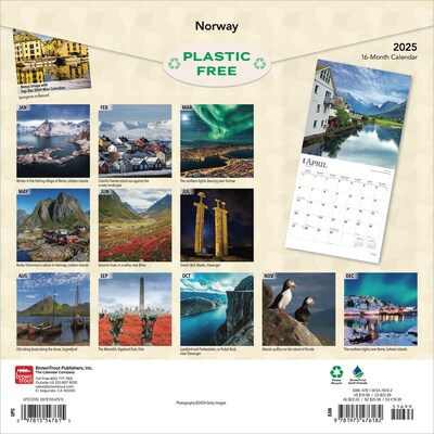 2025 BrownTrout Norway 12 x 12 Monthly Wall Calendar (9781975476182)