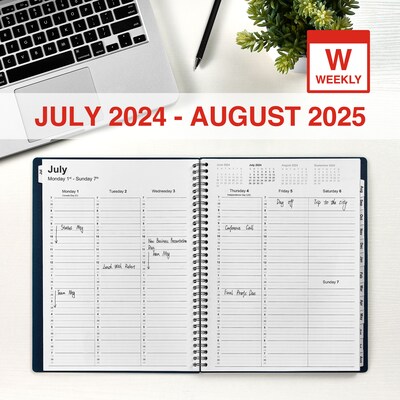 2024-2025 Staples 8" x 11" Academic Weekly & Monthly Appointment Book, Plastic Cover, Navy (ST60358-23)
