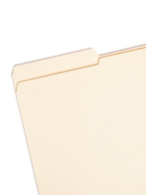 Smead Reinforced 3-Tab File Folders, Left Position, Legal, Manila, 100/Bx (15335)