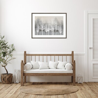 Amanti Art Trees on Gray by Kate Bennett Wood Framed Wall Art Print, 41 x 30 (A42675535020)