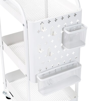 Honey-Can-Do 3-Shelf Mobile Cart with Lockable Wheels, White (CRT-10007)