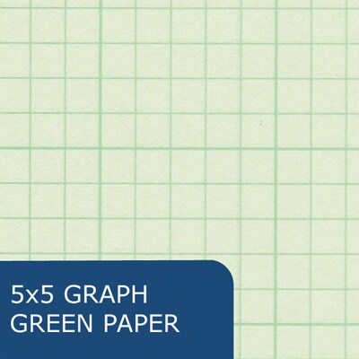 Roaring Spring Paper Products 8.5" x 11" Engineer Pad, 15 lb. Green Tinted Paper, 5x5 Grid Layout, 12 Pads/Case (95389CS)