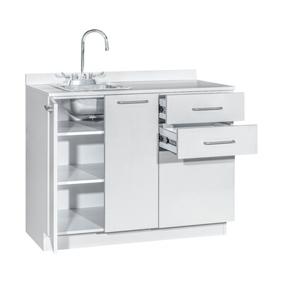 Viva Comfort 36.75"H x 42"W Exam Room Medical Cabinet With Sink, 2-Doors, 3-Drawers, Gray (ADIME902-BASE-42-LS-GRY-MK)