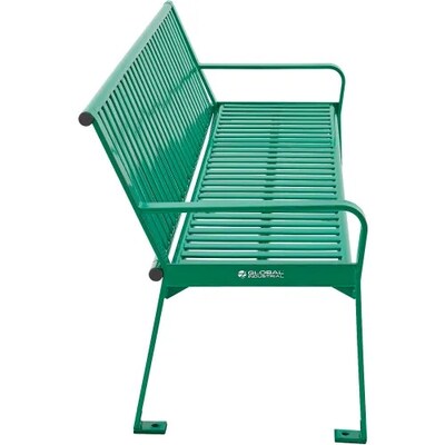 Global Industrial 6' Outdoor Bench w/ Back, Vertical Steel Slat, Green (694854KD)