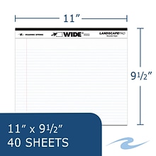 Roaring Spring WIDE Landscape Format Writing Pad, College Ruled, 11 x 9 1/2, White, 40 Sheets