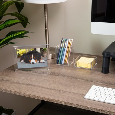 Mind Reader Plastic Desk Organizer Set,  Clear, 3 Pieces (DESK3PAC-CLR)