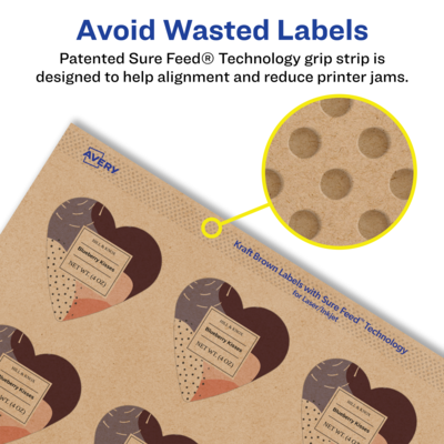Avery Laser/Inkjet Decorative Edge Multipurpose Labels, 1.5" x 1.5", Kraft Brown, 2000 Labels/Box ( 94602)