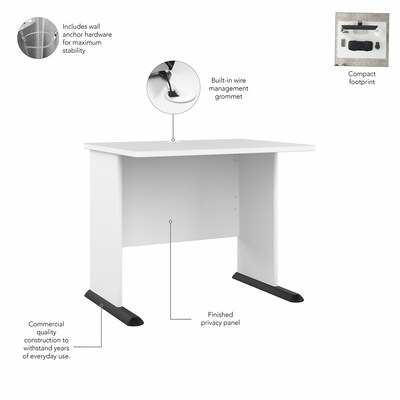 Bush Business Furniture Studio A 36"W Small Computer Desk with 3-Drawer Mobile File Cabinet, White (STA005WHSU)