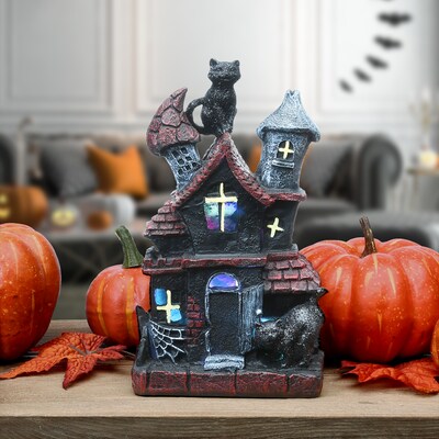 National Tree Company 7 Black Cats Haunted House with LED Light (PG11-FJ80463-1)