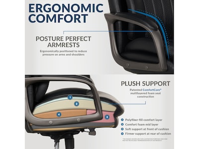 La-Z-Boy Nova Ergonomic Polyurethane Swivel Executive Chair, Black (52372-BLK)