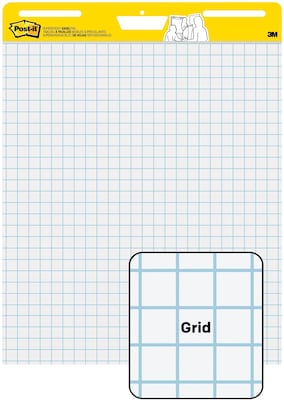 Post-it Super Sticky Easel Pad, 25 x 30 Inches, 30 Sheets/Pad, 2 Pads  (560), Large White Grid Premium Self Stick Flip Chart Paper, Super Sticking