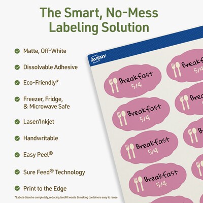 Avery Dissolvable Decorative Edge Multipurpose Labels, 1-1/8 x 2-1/4, Off-white, 105/Pack (94061)