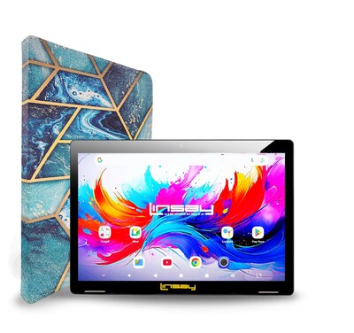 Linsay F10 Series 10.1" Tablet, Wi-Fi, Octa Core, 256GB eMMC, Android 15, with Art & Ocean Case (F10XIPGCARTPLUS)