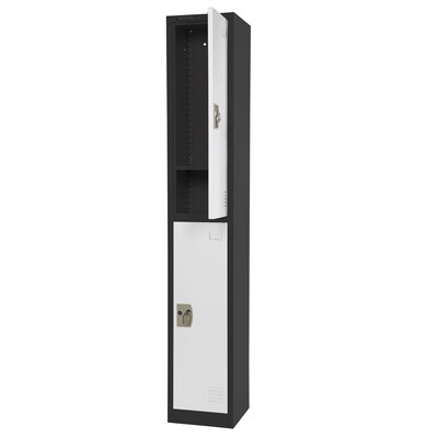 AdirOffice 72'' 2-Tier Black and White Storage Locker (ADI629-202-B-W)