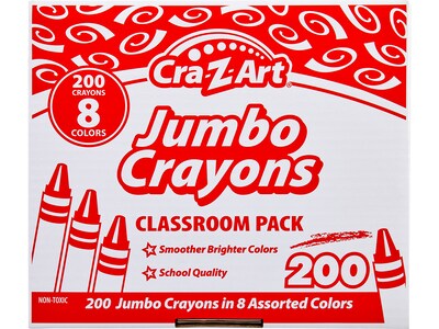 Cra-Z-Art Jumbo Crayons, Assorted Colors, 200/Pack (74006-1)