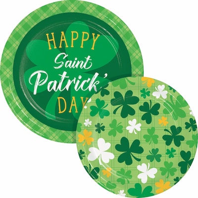 Creative Converting Shamrock and Roll Paper Plates Kit, Serves 16 (DTC8644E2G)