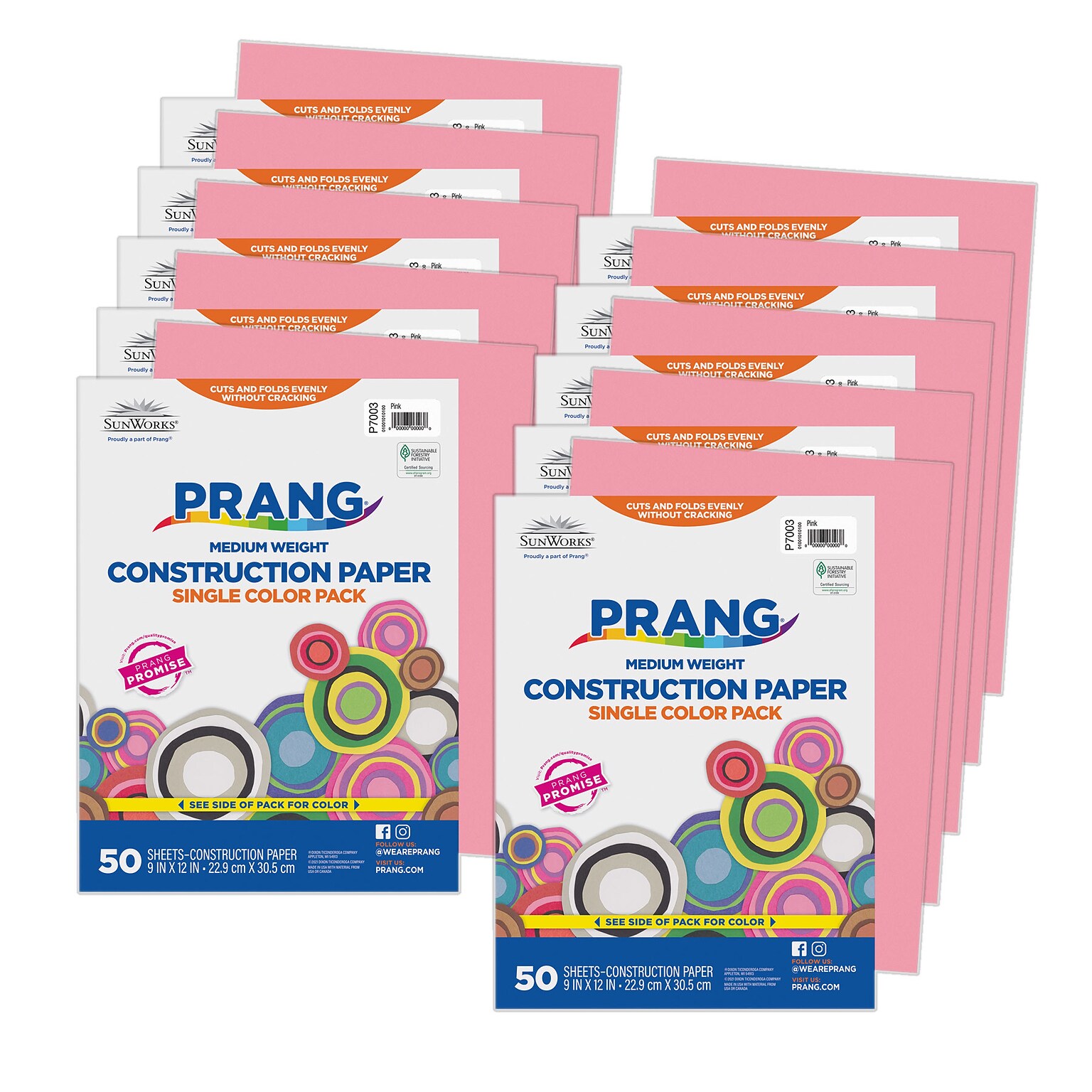 Prang 9 x 12 Construction Paper, Pink, 50 Sheets/Pack, 10 Packs/Bundle (PAC7003-10)
