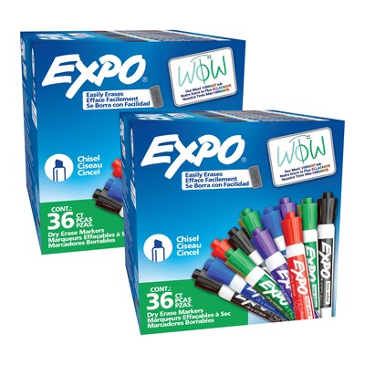 Expo Low Odor Tank Dry Erase Marker, Chisel Tip, Assorted Colors, 72/Pack (1921061)