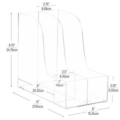 Mind Reader 3-Compartment Acrylic Desk Organizer, Clear (AMAG-CLR)