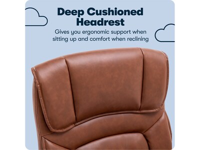 Serta Hannah I Ergonomic Bonded Leather Swivel Executive Chair, Cognac (43670H)