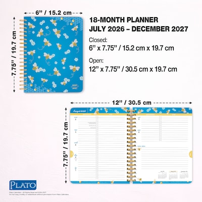 2026-2027 BrownTrout Busy Bees Wire-O 6.5" x 7.75" Academic Year Weekly Student Planner, Paperboard Cover (9798330708161)
