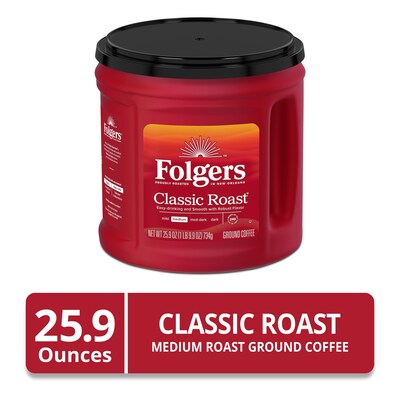 Folgers Classic Roast Ground Coffee, Medium Roast, 25.9 oz. Canister (SMU02042/2550030407)