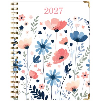 2027 Excello Brands 9" x 11" Weekly & Monthly Standard Planner, Paperboard Cover, Colorful Botanicals (FSHN-CY27-8511-30)