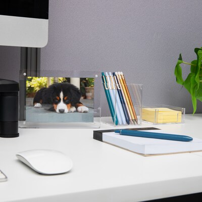 Mind Reader Plastic Desk Organizer Set,  Clear, 3 Pieces (DESK3PAC-CLR)