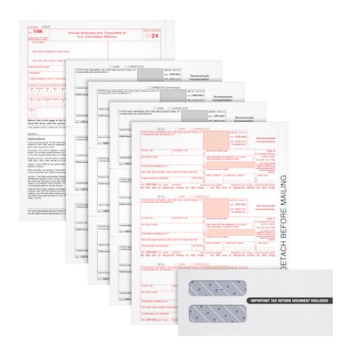 Adams 2024 1099-NEC 4-Part Laser/Inkject Tax Forms with Envelopes and software, 25/pack (LNEC413)