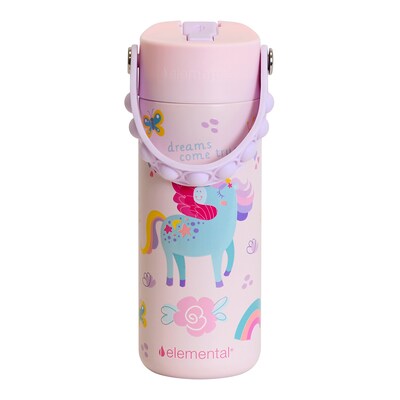 Elemental Core Pop Stainless Steel Double Wall Insulated Water Bottle, 18 oz., Unicorn Rainbow (EBC18UR23P)