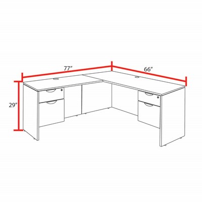 Regency Legacy 66 x 77 in. L Desk with Double Pedestal Drawer Unit, Neo Walnut (LLD663047NW)