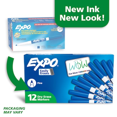 Expo Dry Erase Markers, Fine Tip, Blue, 12/Pack (86003)