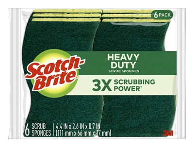 Scotch-Brite Heavy Duty Sponge with Scrubber, Green/Yellow, 6 Sponges/Pack (426)