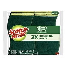 Scotch-Brite Heavy Duty Scrub Sponges, Green/Yellow, 6/Pack (426)