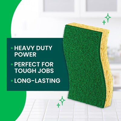 Scotch-Brite Non-Scratch Heavy Duty Sponge with Scrubber, No, Green/Yellow, 3 Sponges/Pack (HD3)